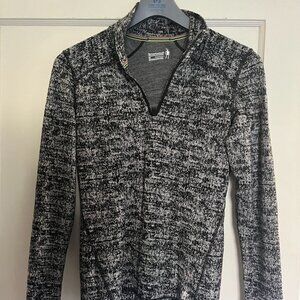 Smartwool Black Heathered Merino Wool Quarter Zip Thermal Base Layer